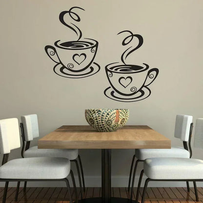 Coffee Cup Pattern Wall Stickers - Self-adhesive