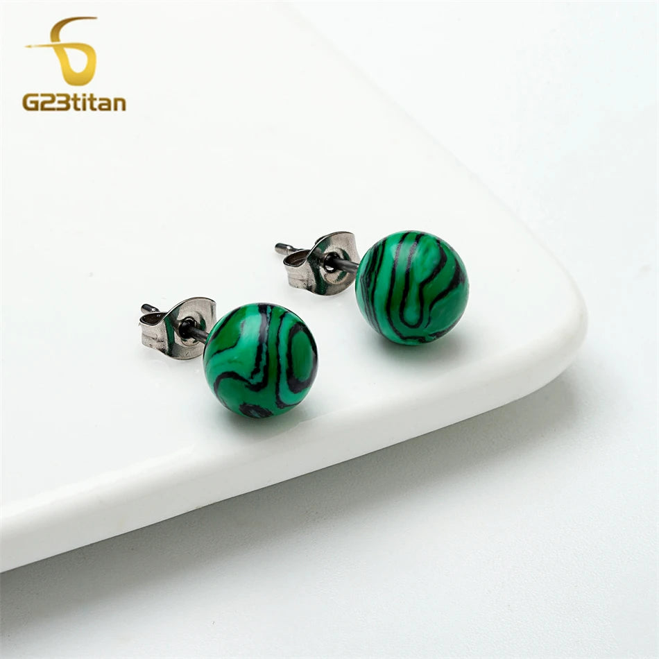 Charming Malachite Stone Stud Earrings