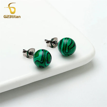 Charming Malachite Stone Stud Earrings