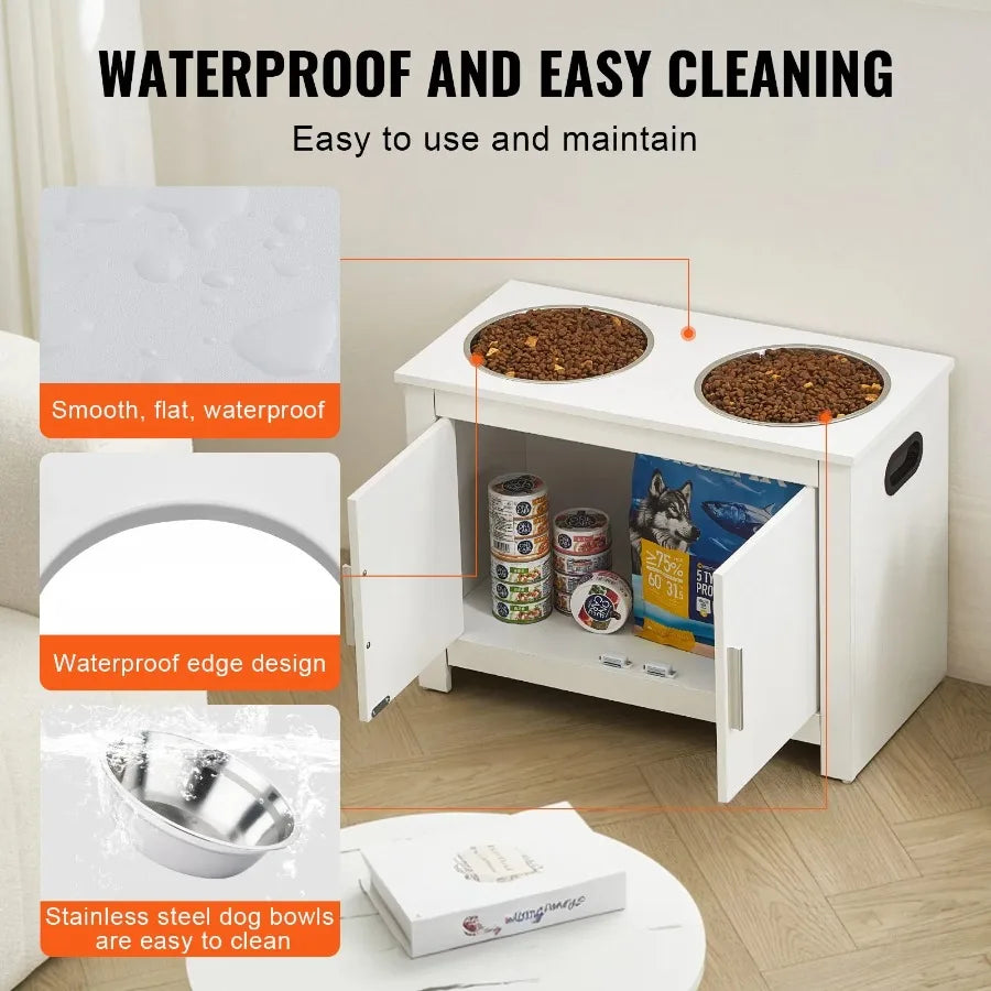 Pet Feeding Station w/ 2 Elevated Dog Bowls