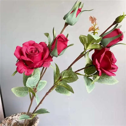 NEW rose branch 5 heads silk artificial flowers