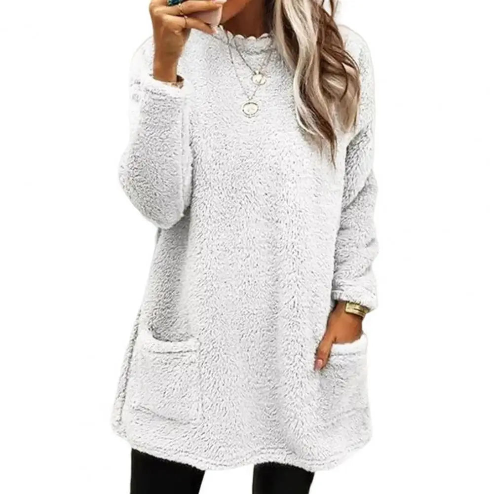 Casual Mid Length Sweatshirt with Pockets