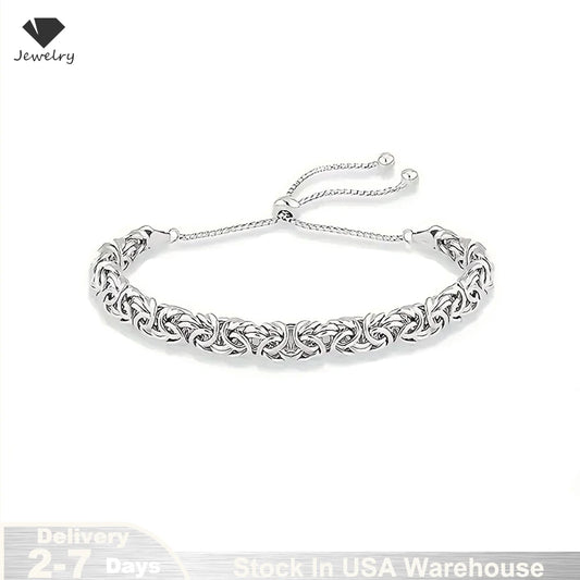S925 Sterling Silver Byzantine Emperor Chain Bracelet-adjustable