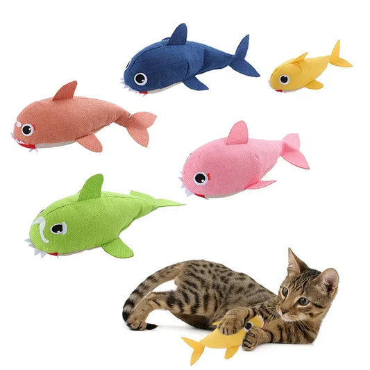 Plush cat toy- Shark family- contains sound paper