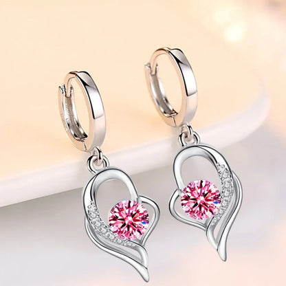 925 Sterling Silver - High Quality Earrings in Blue - Pink - Purple- Crystal Zircon
