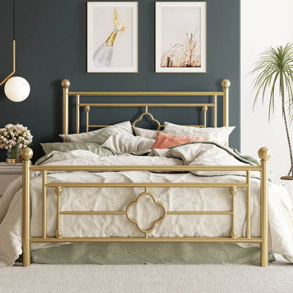 Metal Platform Bed Frame, Wrought Iron Headboard and Footboard