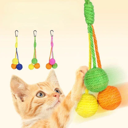 Cat Hanging Sisal Balls