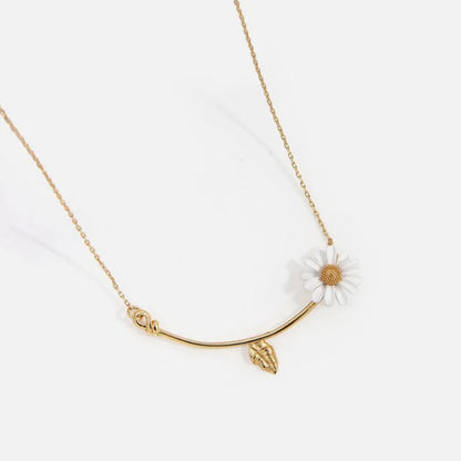 Women Daisy Pendant Necklace- Gold Color- Clavicle Chain