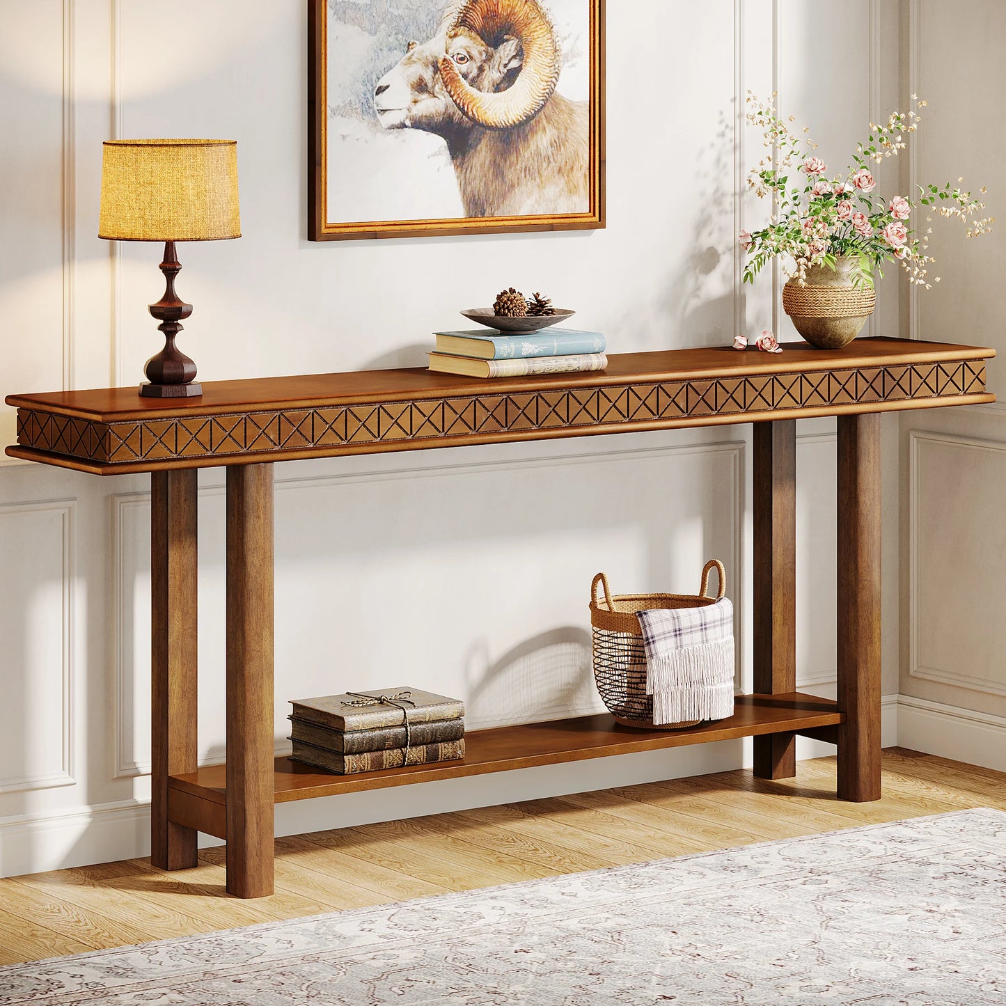 70.9-Inch Extra Long, wood Console Table.