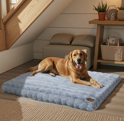 Plush Faux Fur Crate Bed, Washable