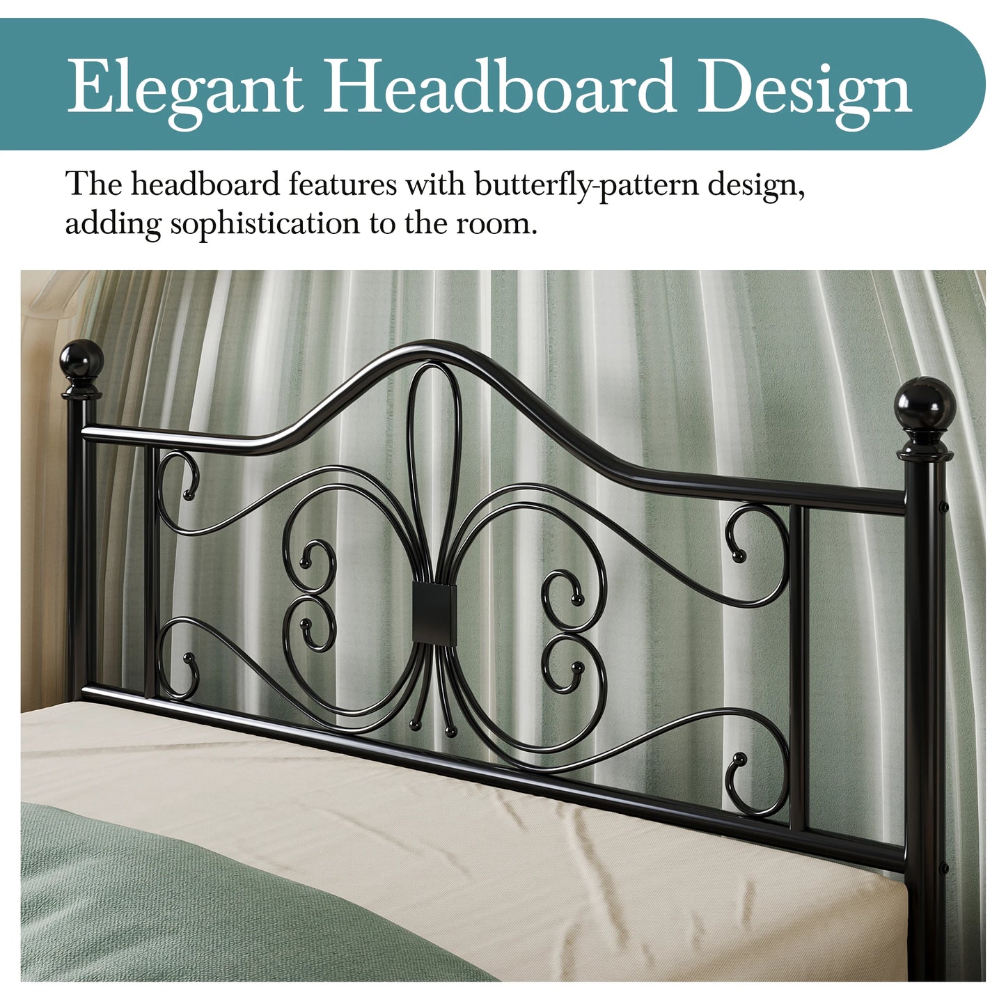 Metal Design Bed Frame with Design Headboard & Footboard
