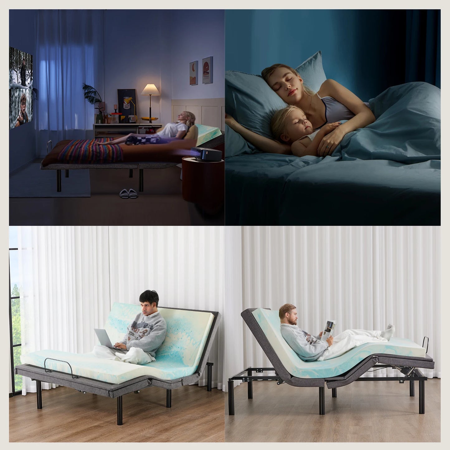 Electric Queen Size Bed Ergonomic Adjustable Bed Frame with Wireless Remote- Zero Gravity Bed with 2 USB Ports