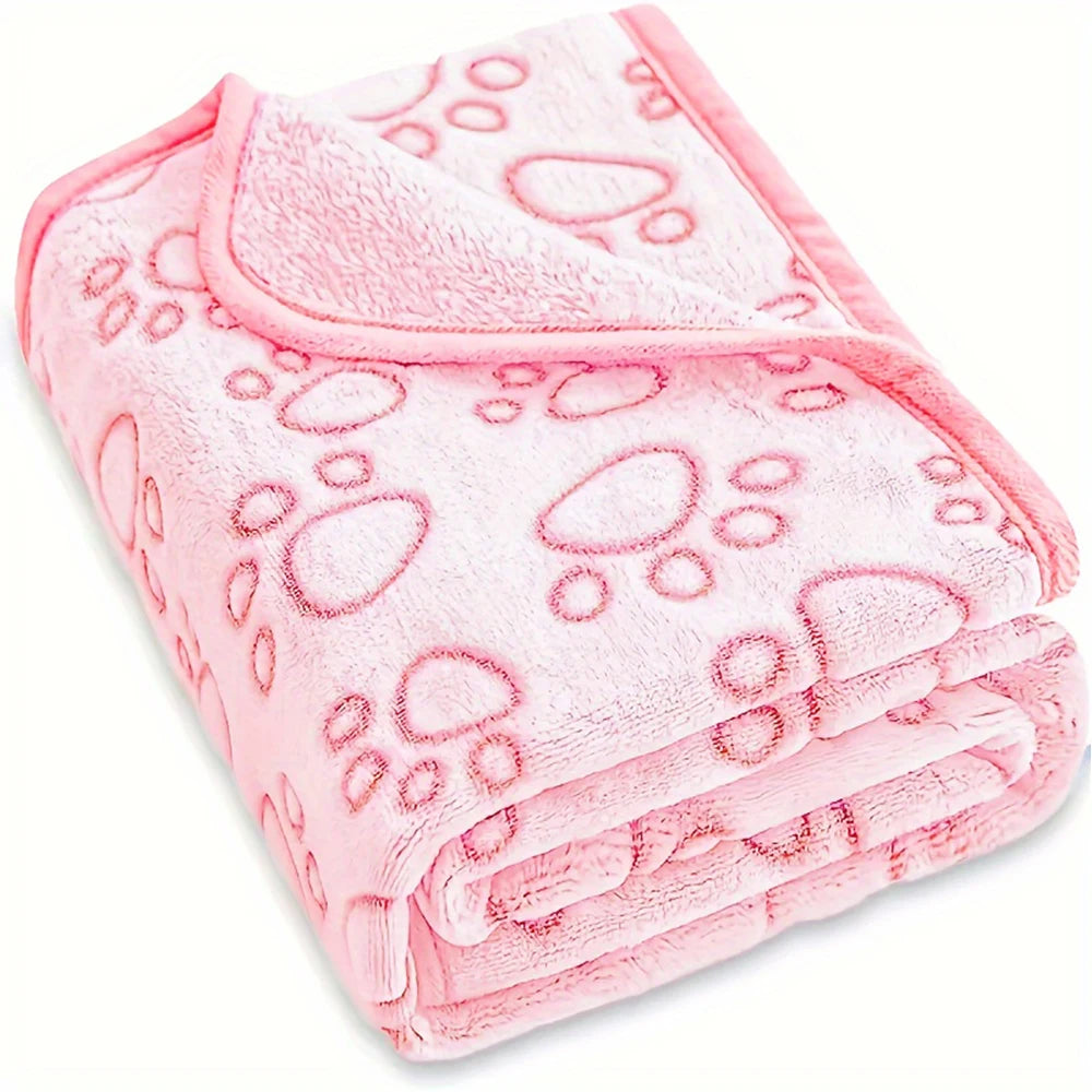 1pcs Ultra-Soft Paw Print Dog Blankets - Machine Washable, Cozy Pet Pillow Pads for Indoor & Outdoor Use