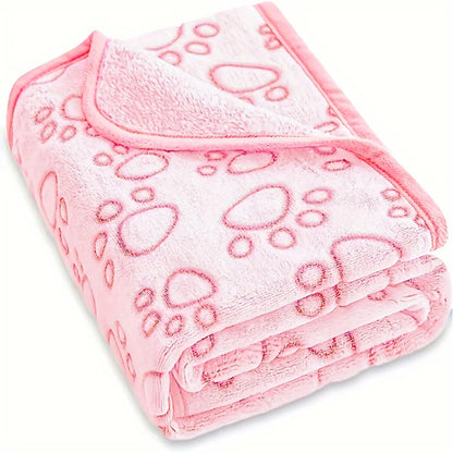 1pcs Ultra-Soft Paw Print Dog Blankets - Machine Washable, Cozy Pet Pillow Pads for Indoor & Outdoor Use