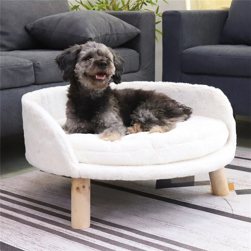 Ultra Soft Elevated Pet Sofa-Bed with Removable Waterproof Padded Cushion