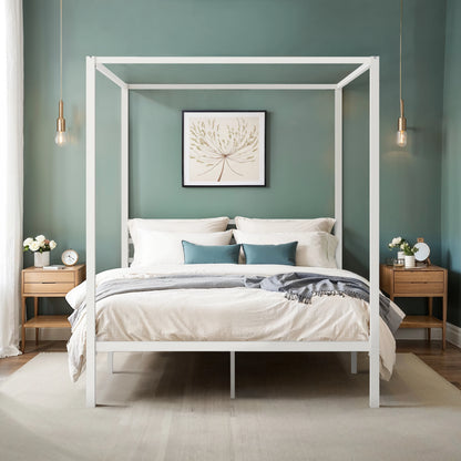 Canopy Bed Framer, 3-Metal Crossbar, No Box Spring Needed