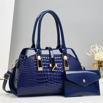 Luxury Brand Crocodile Handbag.  Bright Leather Shoulder Purse. Multiple color options.