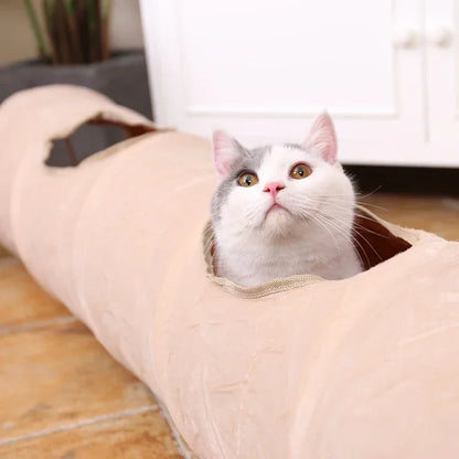 Long Cat Tunnel with Ball-  Foldable Suede Material