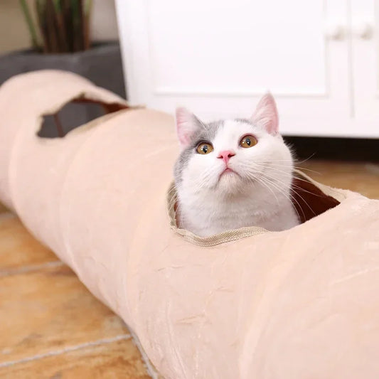 Long Cat Tunnel with Ball-  Foldable Suede Material