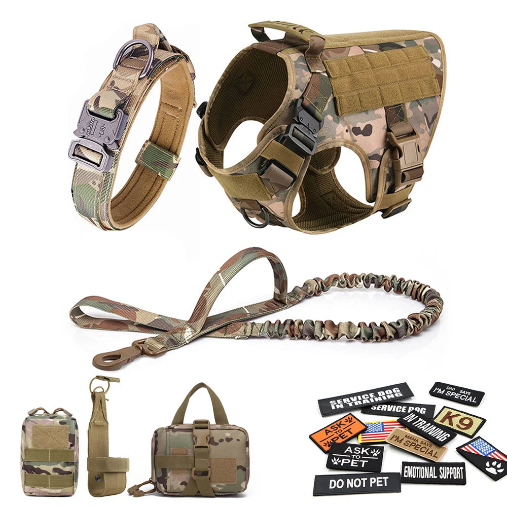 Large Dog Harness - Collar - Leash - Patches -Tactical Dog Accessories