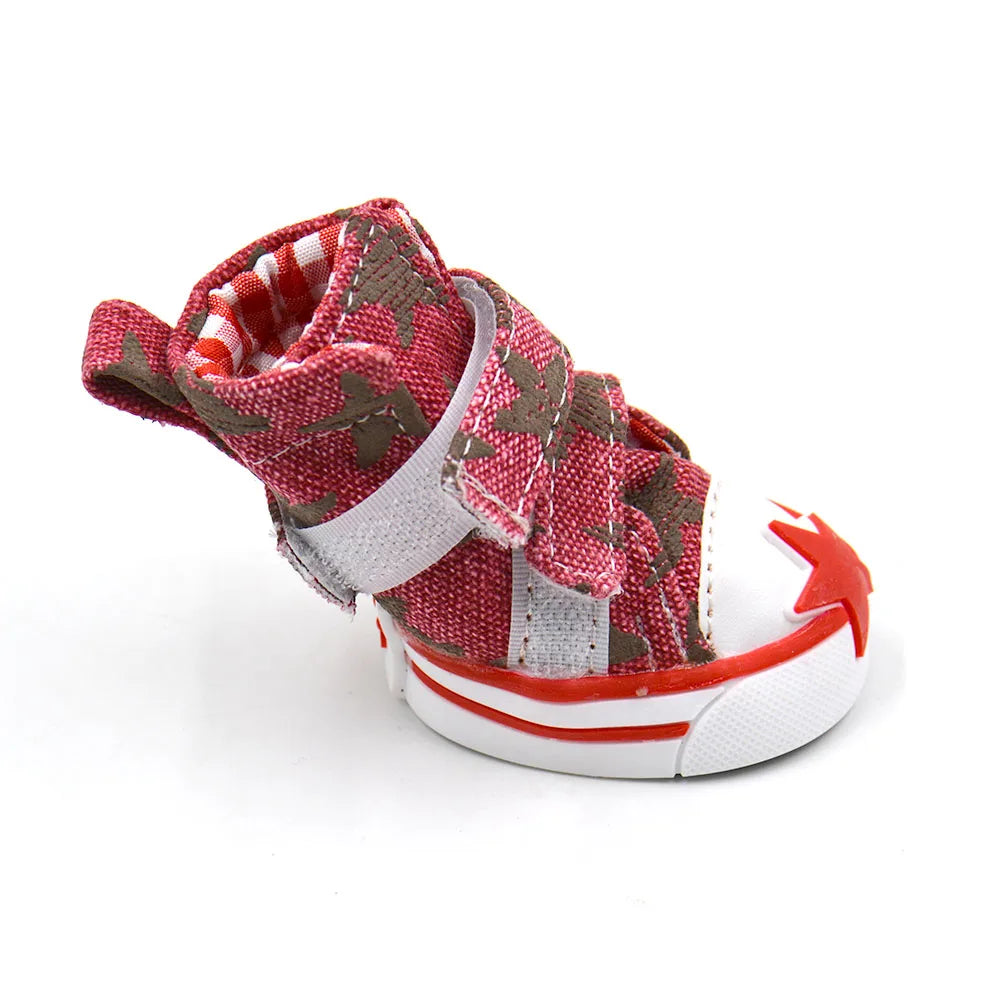 Pet Shoes 4pcs/set - Denim Shoes with Non Slip Grip