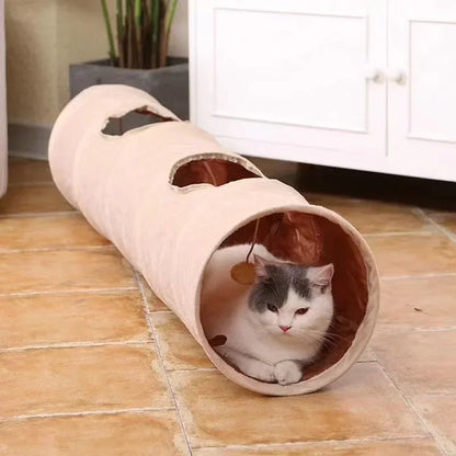 Long Cat Tunnel with Ball-  Foldable Suede Material