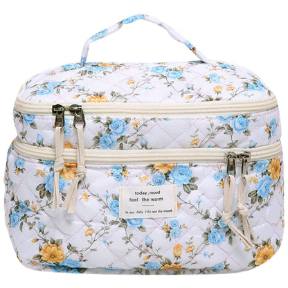 Quilted Makeup Bag- Floral Cosmetic Bag﻿