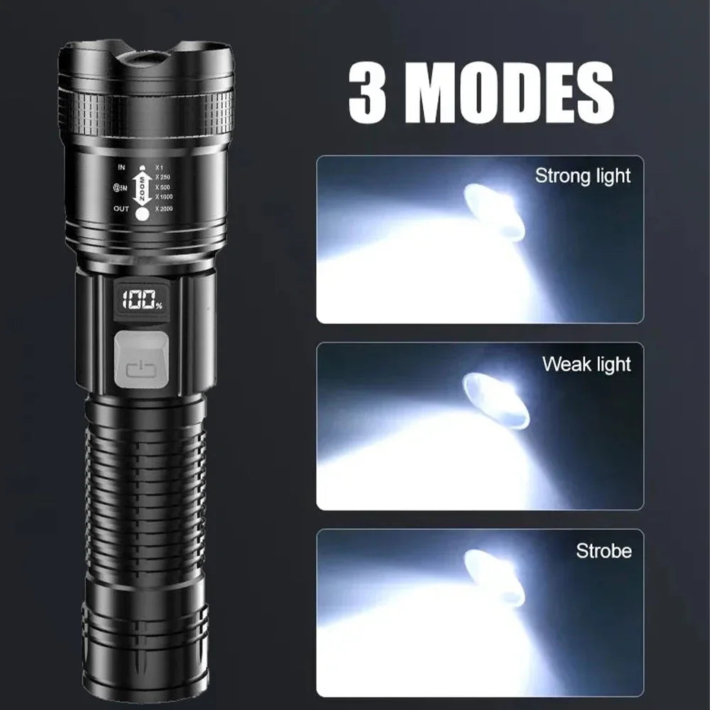 LED High Power Military Tactical Flashlight- Telescopic Zoom Torch Lamp