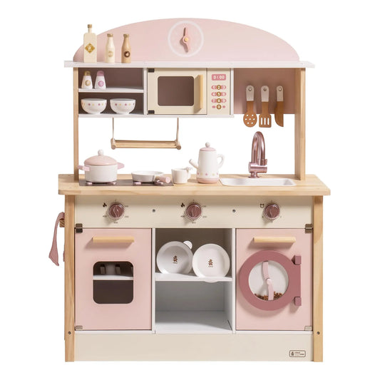 Wooden Modern Style Play Kitchen with Realistic Accessories