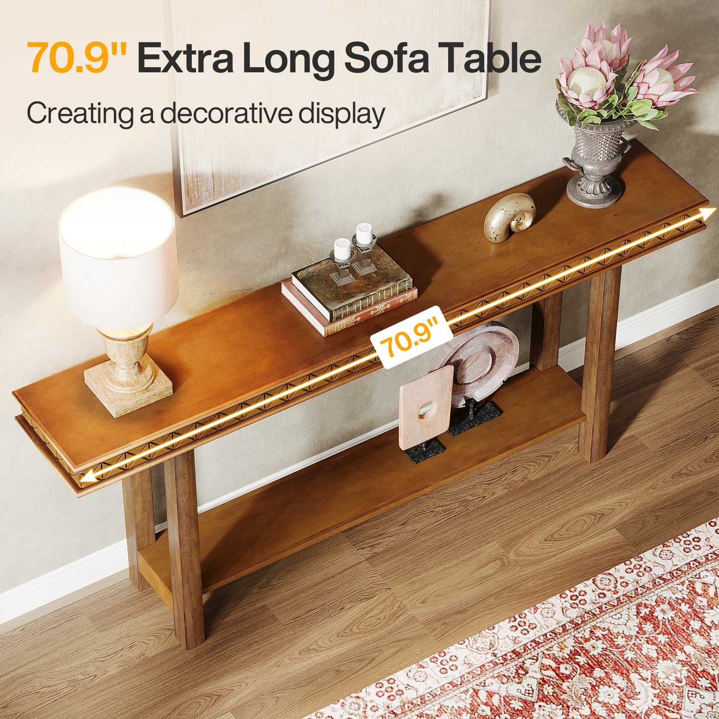 70.9-Inch Extra Long, wood Console Table.