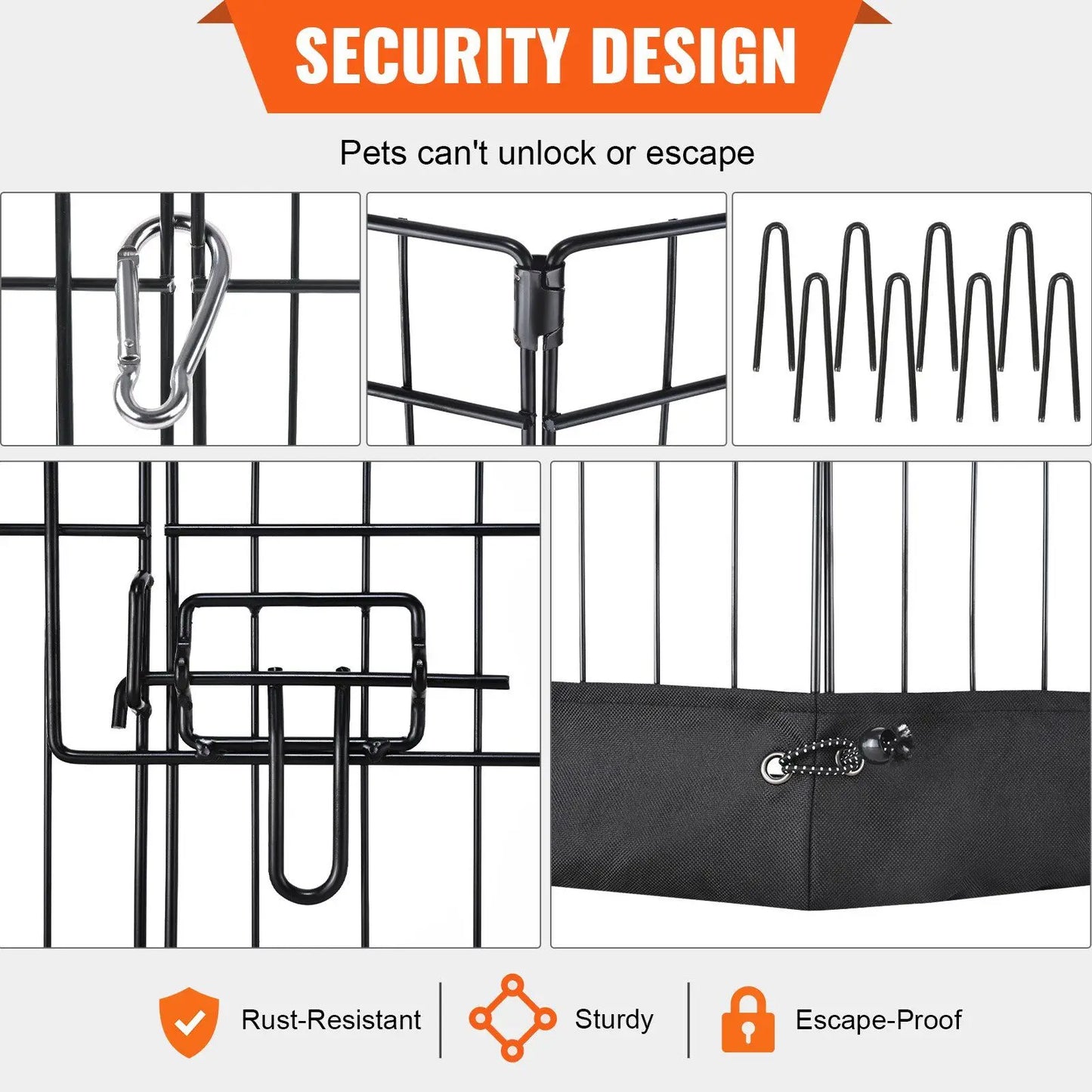 Dog Playpen, 8 Panels Foldable Metal Dog Exercise Pen with Top Cover and Bottom Pad, 24" H