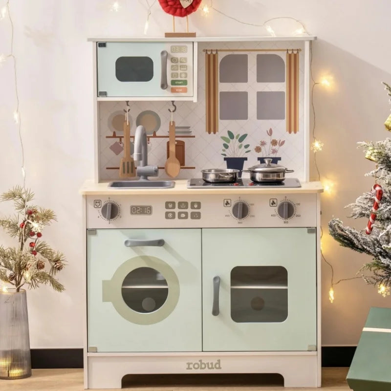 Wooden Play Kitchen Set w/ Lights & Sounds Gift
