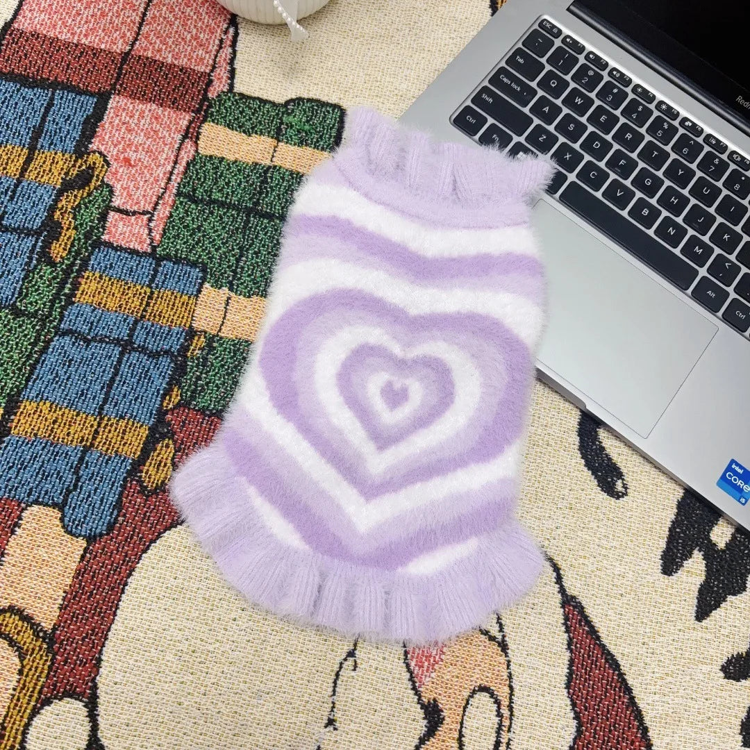 Soft Puppy Sweaters - comes in Pink/Blue/Purple Heart Print