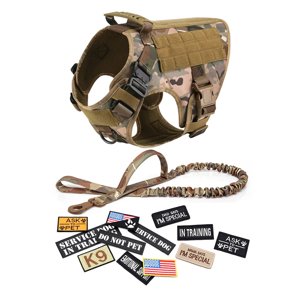 Large Dog Harness - Collar - Leash - Patches -Tactical Dog Accessories