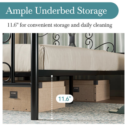 Metal Design Bed Frame with Design Headboard & Footboard