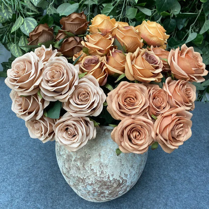9 Roses/Bouquet - Artificial Silk Flowers