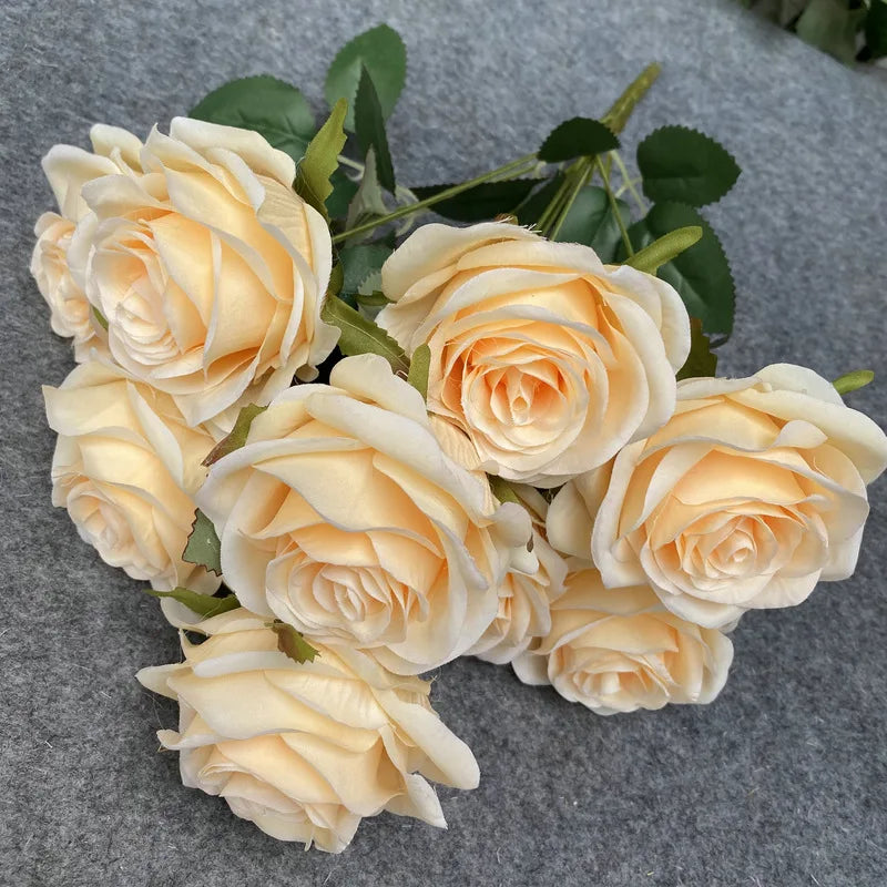 9 Roses/Bouquet - Artificial Silk Flowers