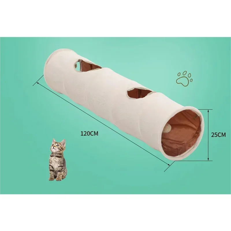 Long Cat Tunnel with Ball-  Foldable Suede Material