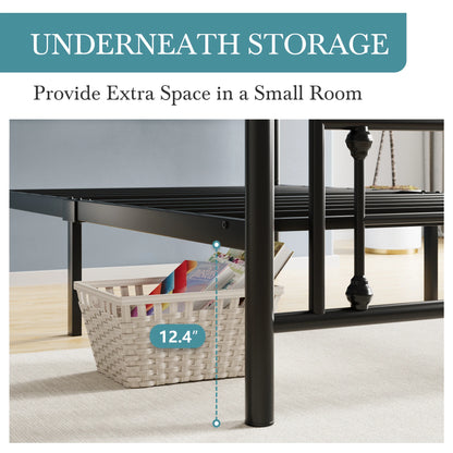 Metal Platform Bed Frame, Wrought Iron Headboard and Footboard