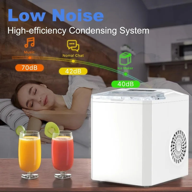 Countertop/Portable Bullet Ice Maker with Ice Scoop, 26.5Lbs/24H, 2 Sizes of Bullet Ice