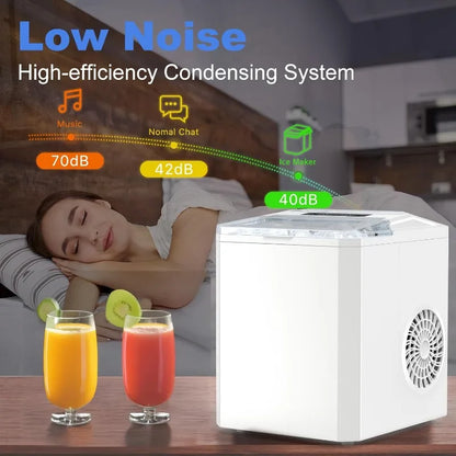 Countertop/Portable Bullet Ice Maker with Ice Scoop, 26.5Lbs/24H, 2 Sizes of Bullet Ice