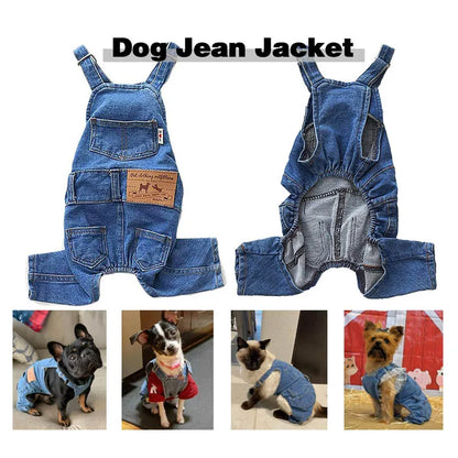 Pet Jean Overalls for Dogs- Soft Denim