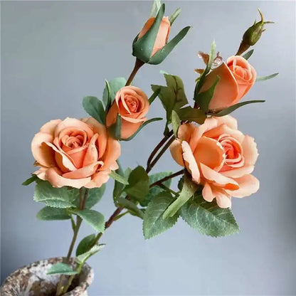 NEW rose branch 5 heads silk artificial flowers
