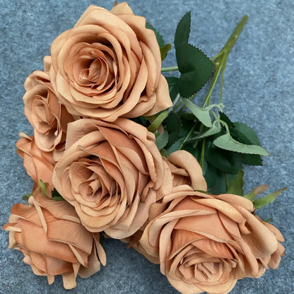 9 Roses/Bouquet - Artificial Silk Flowers