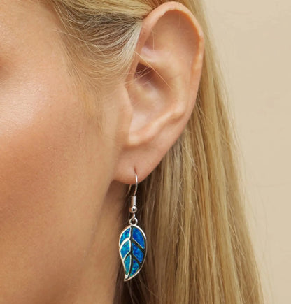 Leaf Imitation Blue Opal Earrings