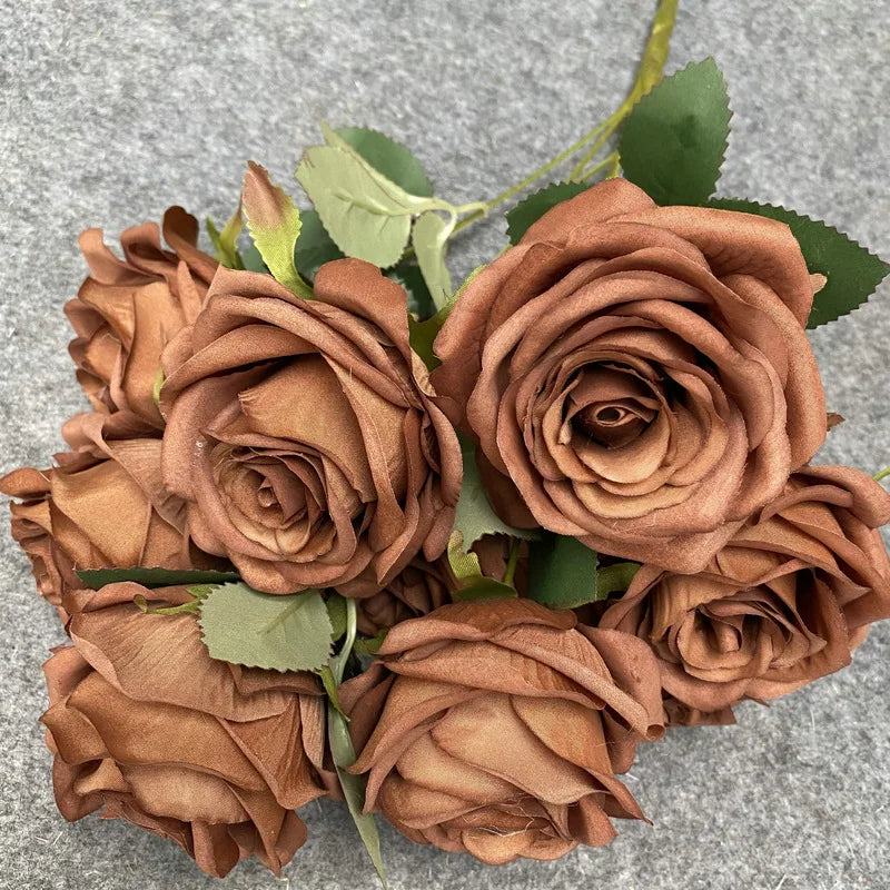 9 Roses/Bouquet - Artificial Silk Flowers