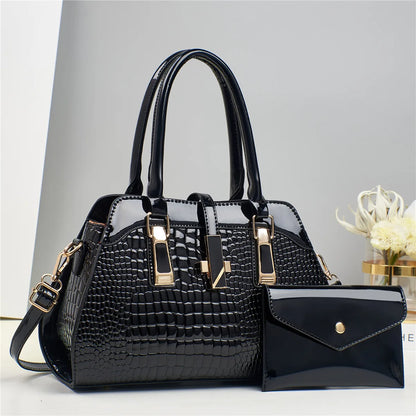 Luxury Brand Crocodile Handbag.  Bright Leather Shoulder Purse. Multiple color options.
