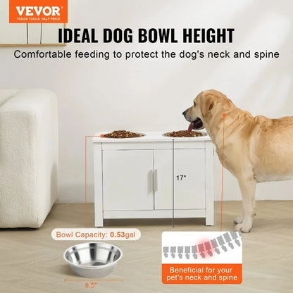 Pet Feeding Station w/ 2 Elevated Dog Bowls