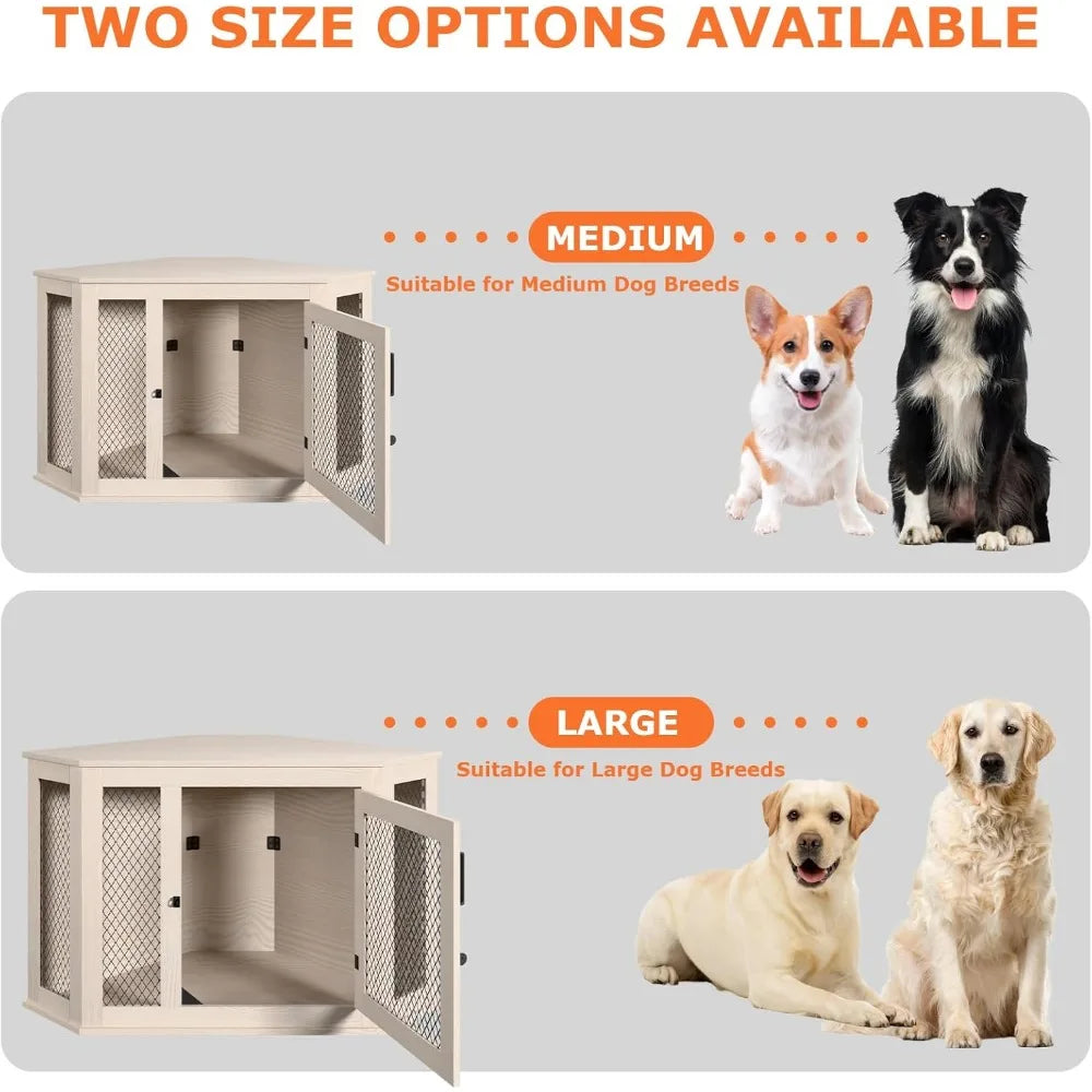 Wooden Corner Dog Crate 52"