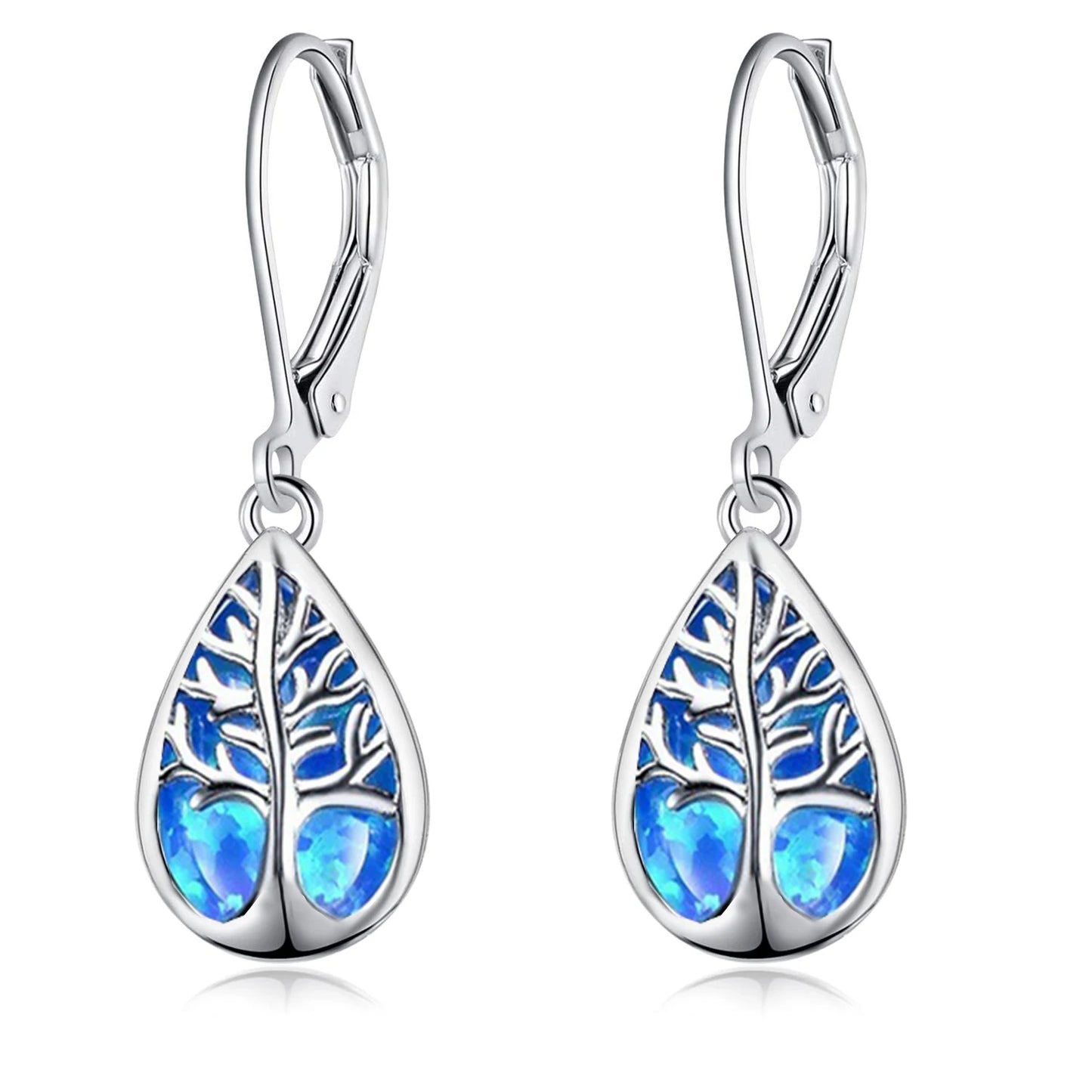 Leaf Imitation Blue Opal Earrings